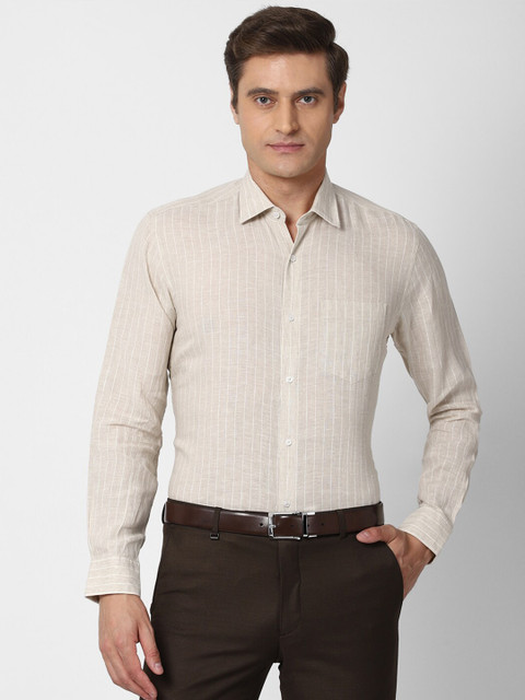 

Van Heusen Men Beige Grid Tattersall Checks Checked Formal Shirt
