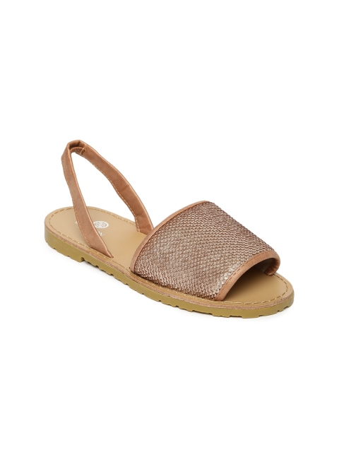 

Carlton London Women Rose Gold-Toned Sequinned Flats