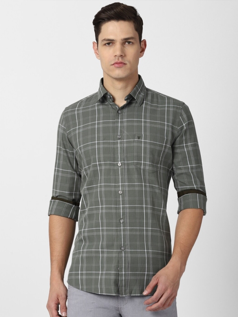 

Van Heusen Sport Men Grey Slim Fit Tartan Checks Checked Casual Shirt