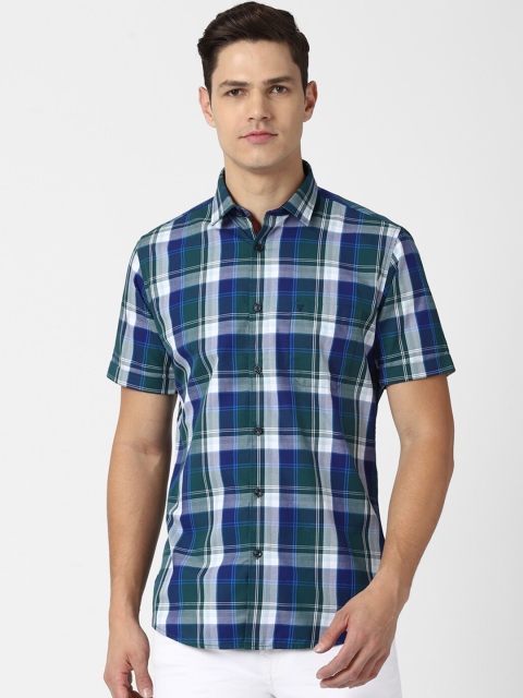 

Van Heusen Sport Men Blue Slim Fit Tartan Checks Checked Casual Shirt