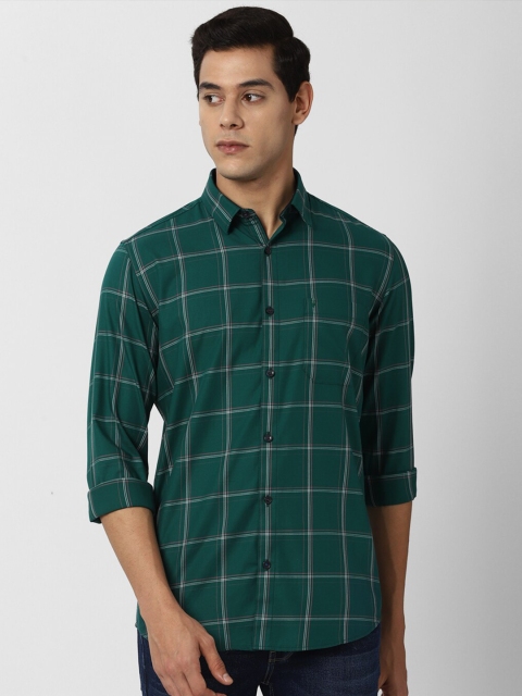 

Van Heusen Sport Men Green Slim Fit Windowpane Checks Checked Casual Shirt