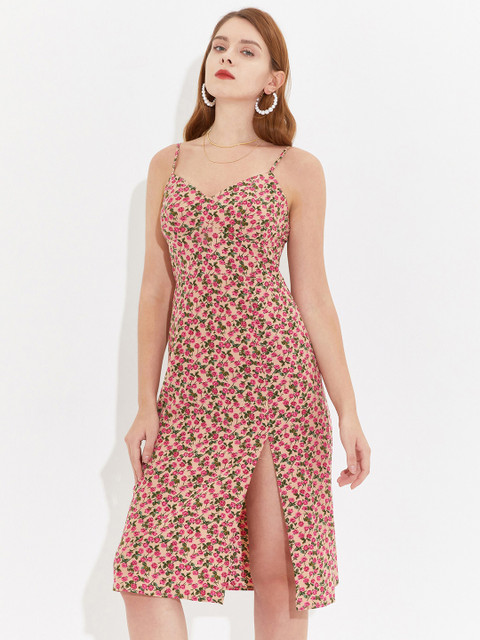 

URBANIC Pink Floral Dress