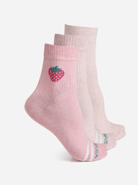 

JUMP USA Women Pack of 3 Pink Ankle-Length Socks