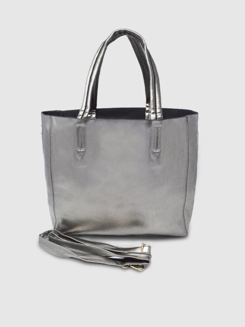 

LYKKEIN Grey PU Shopper Shoulder Bag with Applique