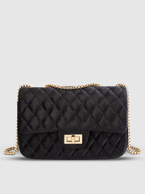 

LYKKEIN Black Structured Sling Bag with Quilted