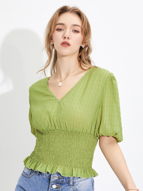 

URBANIC Green & olivine Empire Top