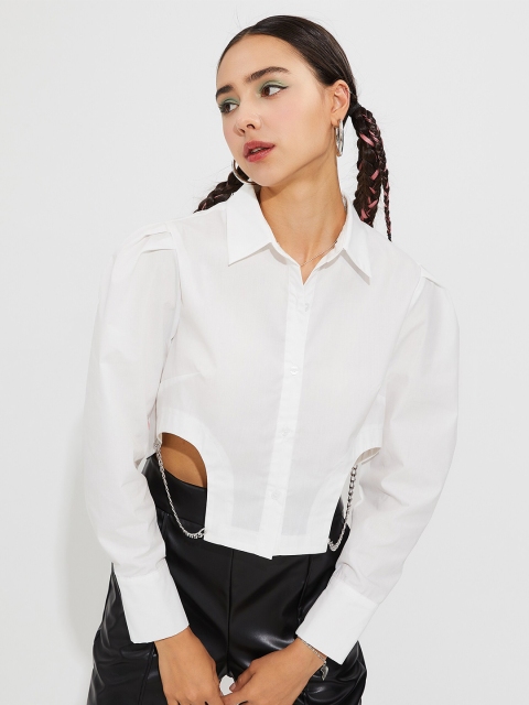 

URBANIC White & delicacy Shirt Style Top