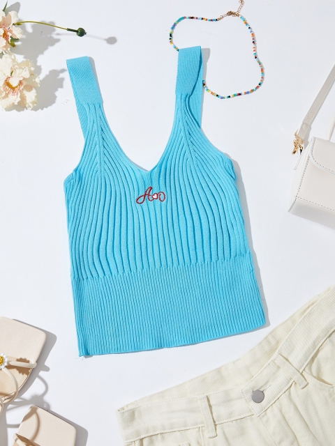 

URBANIC Blue Solid Crop Top