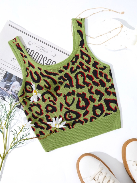 

URBANIC Green Print Bralette Crop Top