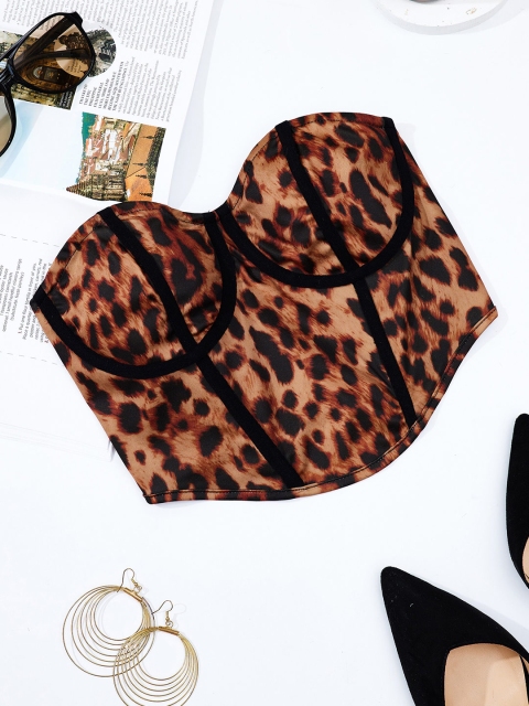 

URBANIC Brown Animal Print Styled Back Top
