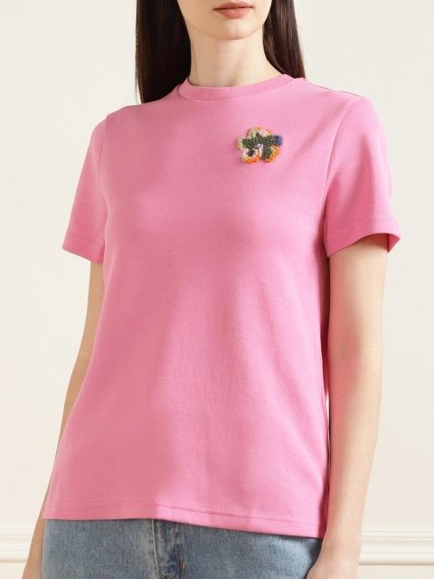 

Ted Baker Women Pink Cotton T-shirt