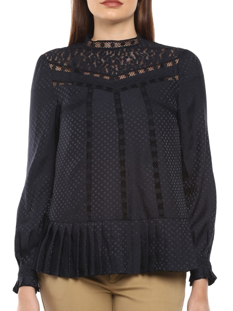 

Ted Baker Black Bishop Sleeves Pure Cotton Mesh Top