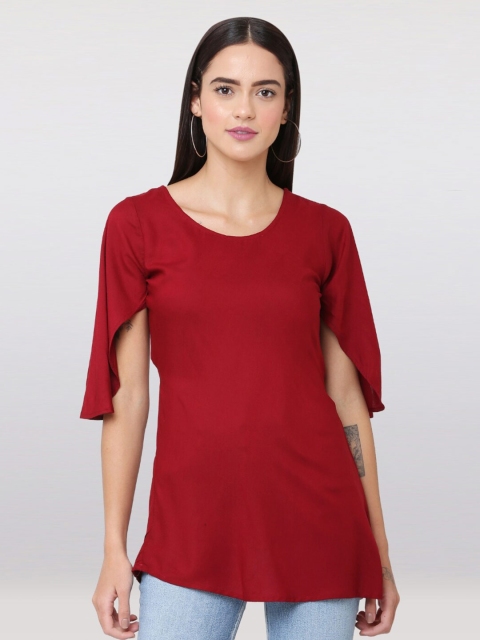 

The Label Bar Women Maroon Longline Top