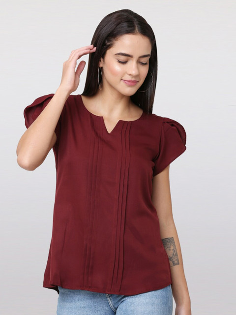

The Label Bar Maroon Crepe Top