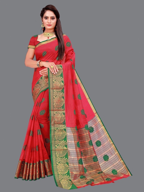 

SHAIBO SAREE Red & Gold-Toned Woven Design Saree