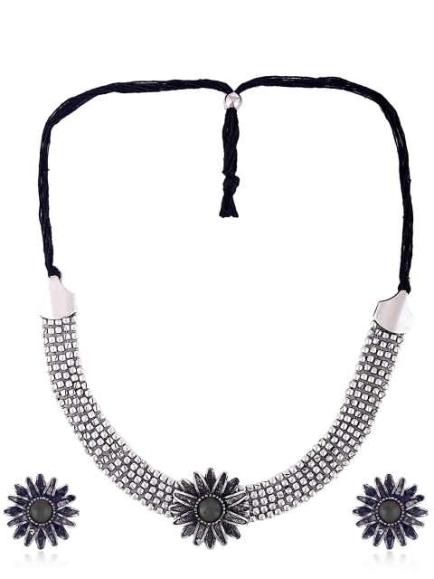 

CARDINAL Silver-Toned Black Jewellery Set