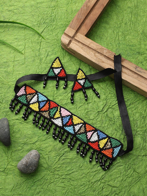 

CARDINAL Black & Red Beaded Jewellery Set