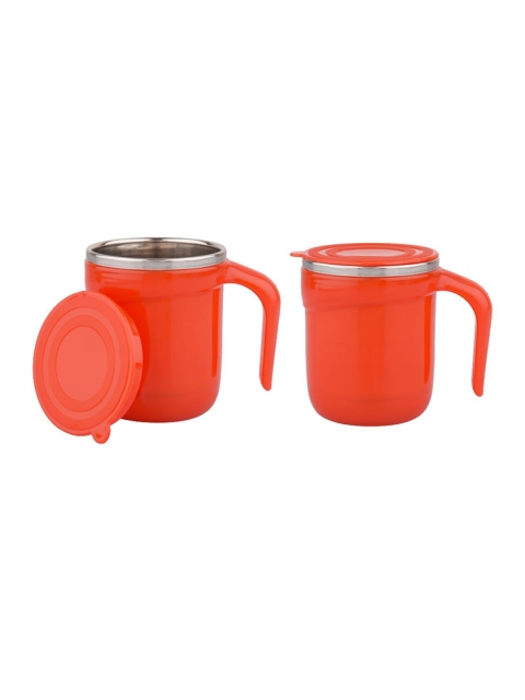 

SUGAR Set of 2 Orange & Silver Solid Stainless Steel Coffee Mug Set