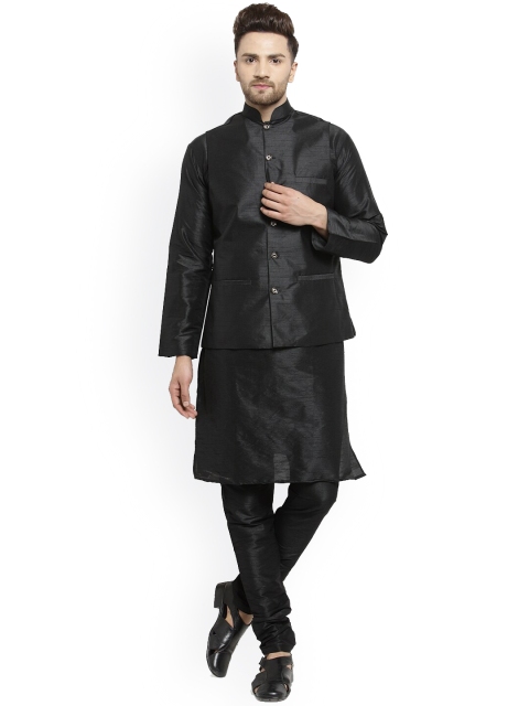 

Benstoke Men Black Layered Kurta with Pyjamas