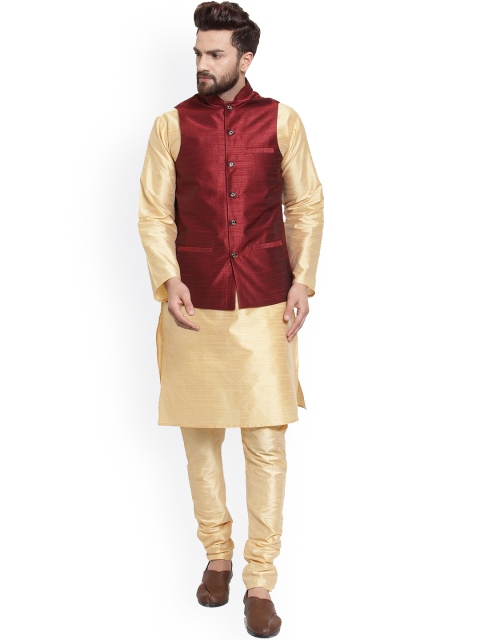 

Benstoke Men Gold-Toned Kurta with Churidar