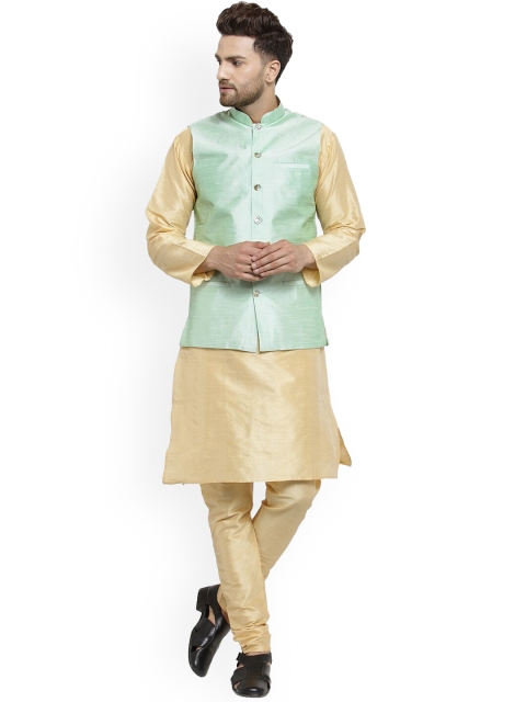 

Benstoke Men Gold-Toned Layered Kurta with Pyjamas