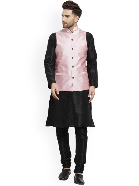 

Benstoke Men Black Layered Kurta with Churidar