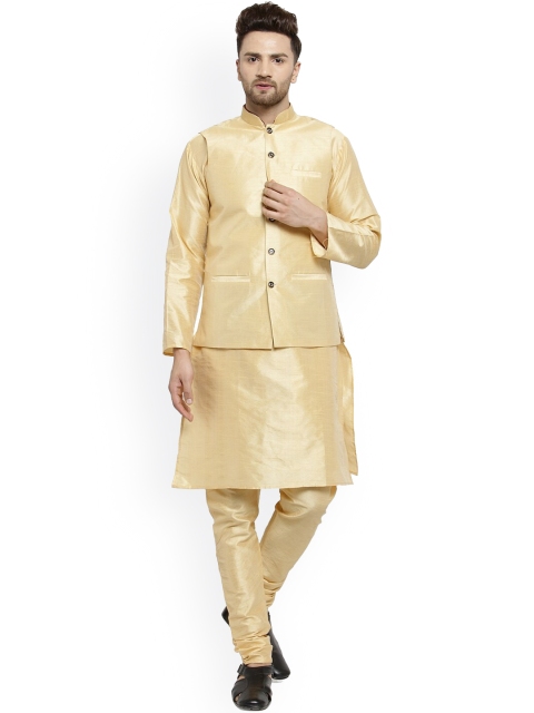 

Benstoke Men Gold-Toned Layered Kurta with Pyjamas