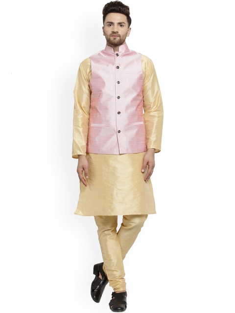 

Benstoke Men Gold-Toned Layered Kurta with Pyjamas