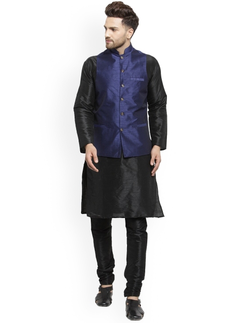 

Benstoke Men Black Layered Kurta with Pyjamas