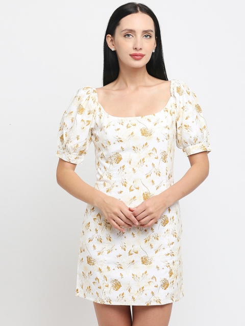 

MOD ECRU White & white alyssum Floral Sheath Dress
