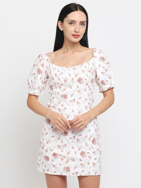 

MOD ECRU White & star white Floral A-Line Mini Dress