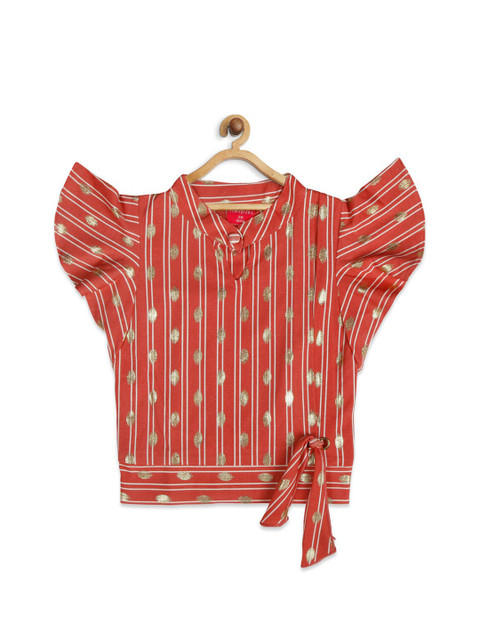 

Tiny Girl Pink & international orange Striped Top
