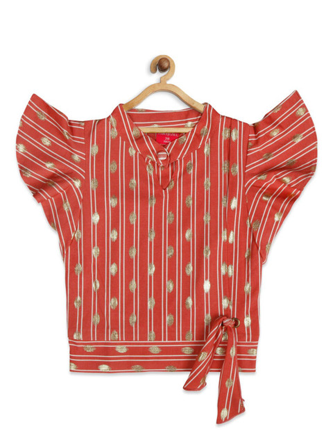 

Tiny Girl Pink & international orange Striped Top