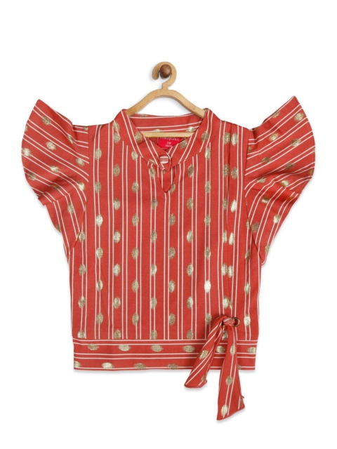 

Tiny Girl Pink & paprika Striped Top