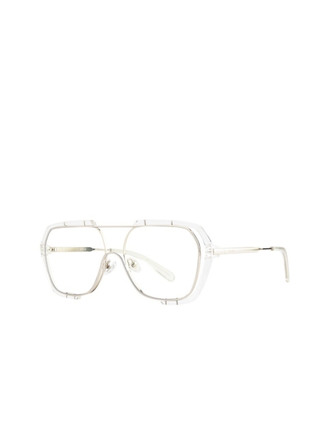 

OPIUM Unisex Clear Lens & Silver-Toned Aviator Sunglasses with UV Protected Lens, Transparent