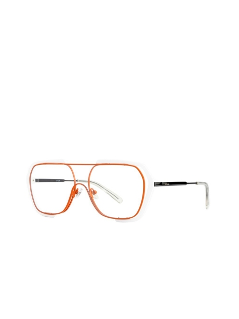 

OPIUM Unisex Clear Lens & Orange Aviator Sunglasses with UV Protected Lens, Transparent