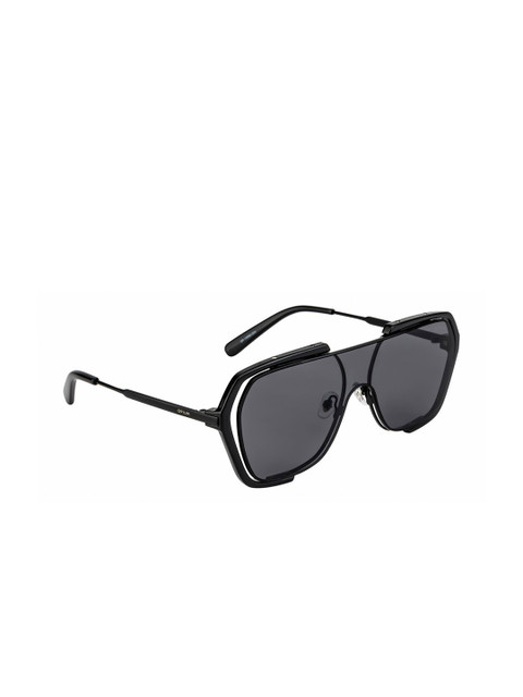 

OPIUM Unisex Grey Lens & Black Aviator Sunglasses with UV Protected Lens