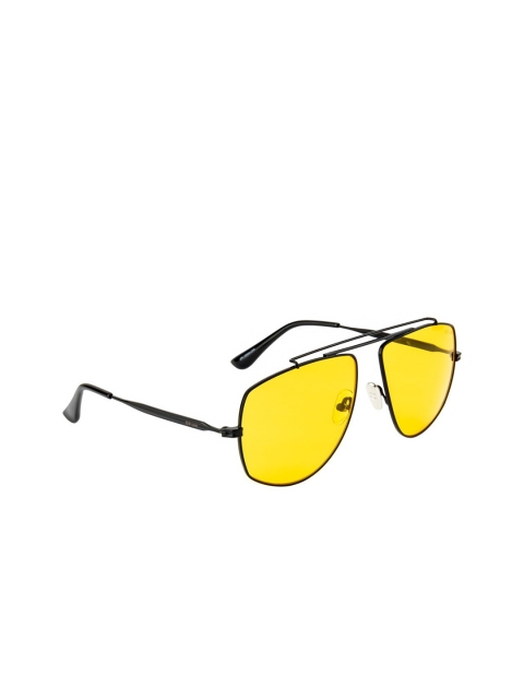 

OPIUM Men Yellow Lens & Black Aviator Sunglasses with UV Protected Lens