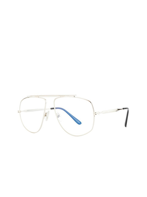 

OPIUM Men Clear Lens & Silver-Toned Aviator Sunglasses with UV Protected Lens, Transparent
