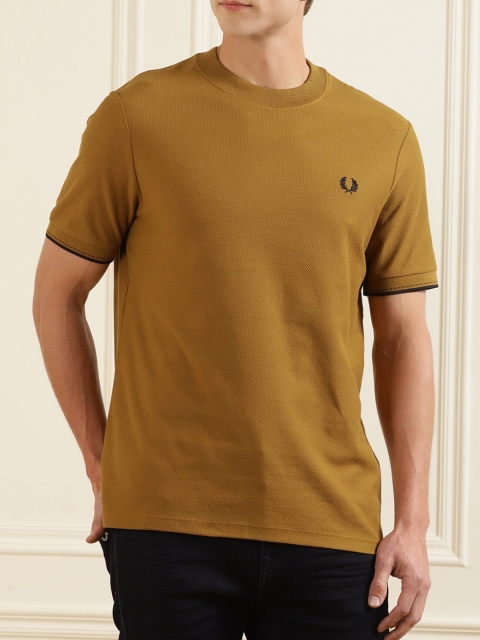 

Fred Perry Men Brown High Neck Applique T-shirt