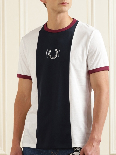 

Fred Perry Men White Colourblocked High Neck T-shirt