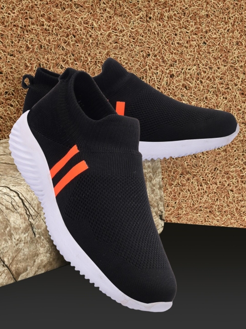 

Vardhra Men Black Textured Slip-On Sneakers