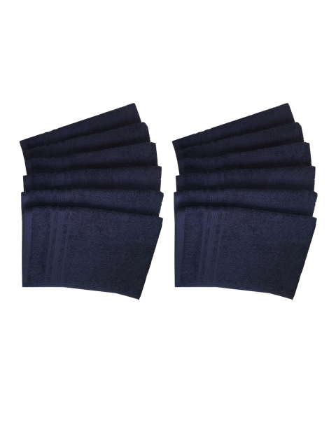 

Lushomes 12 Pieces Blue Solid 450 GSM Cotton Hand Towel Set, Navy blue