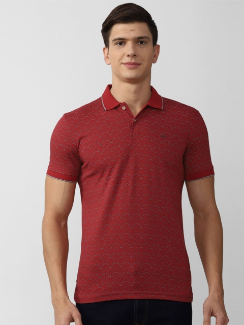 

Peter England Casuals Men Maroon & falu red Polo Collar Applique Slim Fit T-shirt