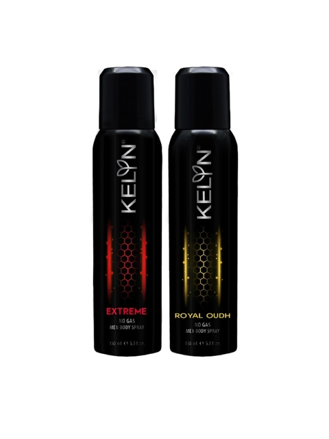 

KELYN Set of 2 Men Perfume Body Spray 150 ml Each, Black