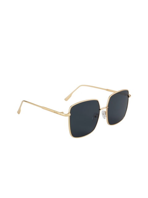 

Ted Smith Unisex Grey Lens & Gold-Toned Square Sunglasses with UV Protected Lens