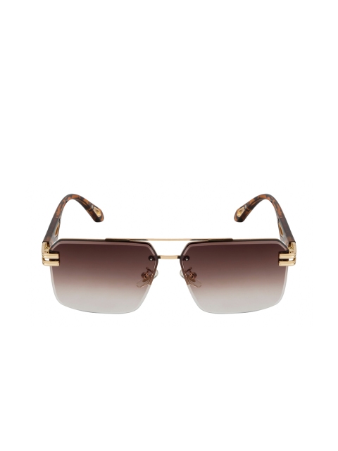 

Ted Smith Unisex Brown Lens & Gold-Toned Aviator Sunglasses with UV Protected Lens