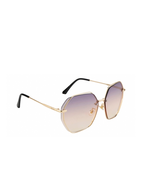 

Ted Smith Unisex Pink Lens & Gold-Toned Oversized Sunglasses with UV Protected Lens