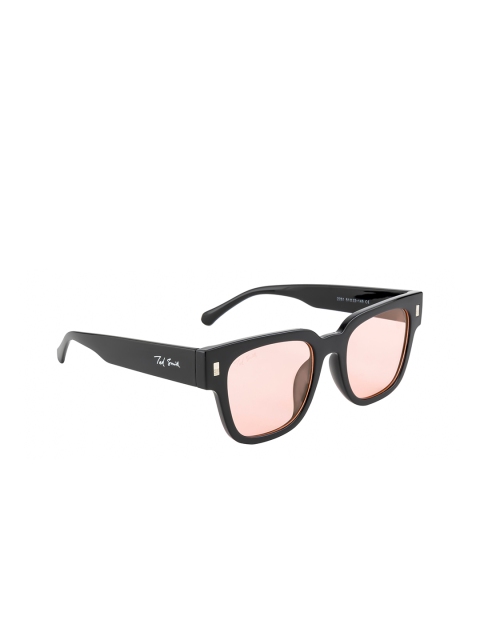 

Ted Smith Unisex Pink Lens & Black Wayfarer Sunglasses with UV Protected Lens