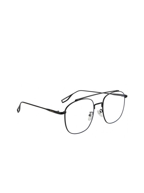 

Ted Smith Unisex Clear Lens & Black Aviator Sunglasses with UV Protected Lens, Transparent